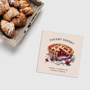 Cartão De Visita Quadrado Pastelaria de Aquarela Pastelaria Personalizada co