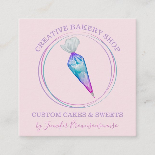 Cartão De Visita Quadrado Pastelaria de padaria — Chef exclusivo (Frente)