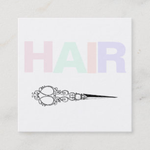 Cartão De Visita Quadrado *~* Pastos simples de cabelo Mínimo Tesoura Antica