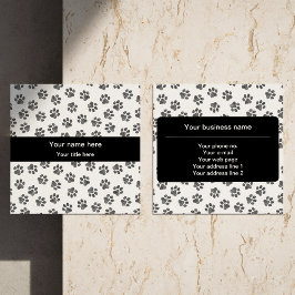 Cartão De Visita Quadrado Patas, Patas-Cães, Patas-Gatos, Patas-Negras