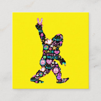 Cartão De Visita Quadrado Pé Grande de Paz Hippie Engraçado Pé Grande