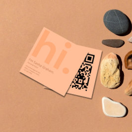 Cartão De Visita Quadrado Peach Fuzz - Retro Hi - Código QR Rosa Rosa