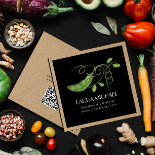 Cartão De Visita Quadrado Peas de Aquarela Saudáveis