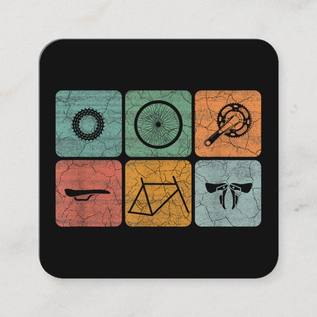 Cartão De Visita Quadrado Peças De Bicicleta De Bicicleta De Bicicleta De Bi (Frente)