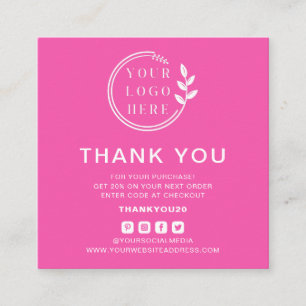 Cartão De Visita Quadrado Pedido moderno Obrigado Logotipo personalizado Míd