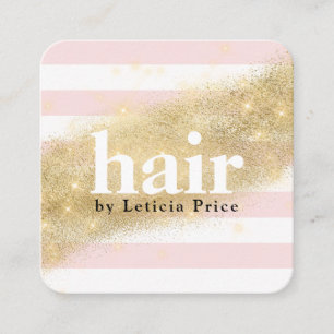 Cartão De Visita Quadrado Pelos de riscas de na moda de ouro Elegante