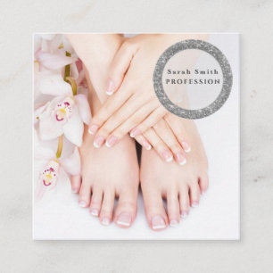 Cartão De Visita Quadrado Penas femininas salão spa, pedicura e manicura