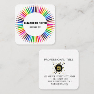 Cartão De Visita Quadrado Pêncis de aquarela bonitinhos