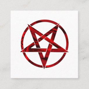 Cartão De Visita Quadrado Pentagrama do diabo vermelho