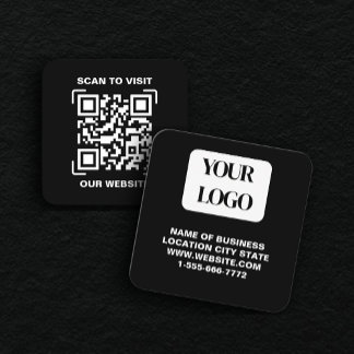 Cartão De Visita Quadrado PERSONALISED Modern Black and QR CodeBusiness Card