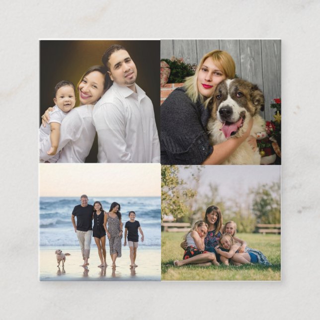 Cartão De Visita Quadrado Personalização da Colagem de Fotos da Família Mode (Frente)