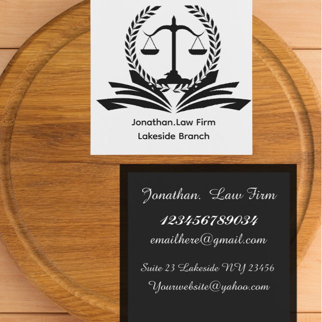 Cartão De Visita Quadrado Personalized attorney engrave law firm (Criador carregado)