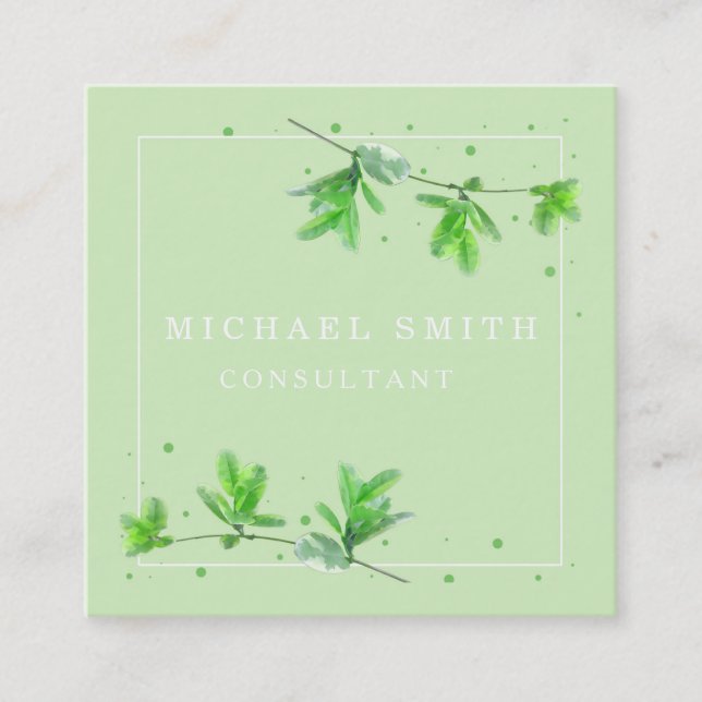 Cartão De Visita Quadrado Personalized Custom Minimalist Modern QR Code Logo (Frente)