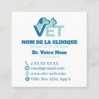 Cartão De Visita Quadrado Personnalisée Vétérinaire Moderne Avec Logo