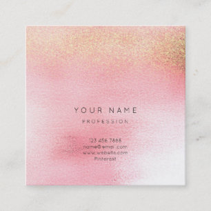 Cartão De Visita Quadrado Pêssego Dourado Ombre Vip quadrado do rosa branco
