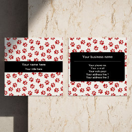 Cartão De Visita Quadrado Pestores De Patas, Patas De Cães, Patas De Gato, P