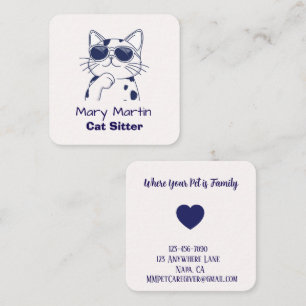Cartão De Visita Quadrado Pet Care Cores Moles Personalizáveis Azul Cor-de-R