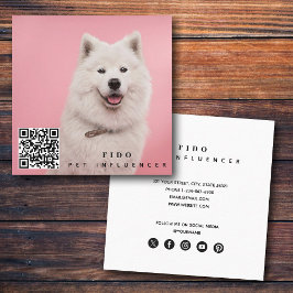 Cartão De Visita Quadrado Pet Dog Influencer Foto QR Code Mídia Social