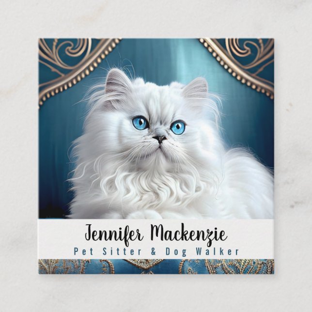 Cartão De Visita Quadrado Pet Sitter e Walker Cão (Frente)
