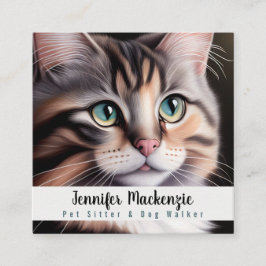 Cartão De Visita Quadrado Pet Sitter e Walker Cão