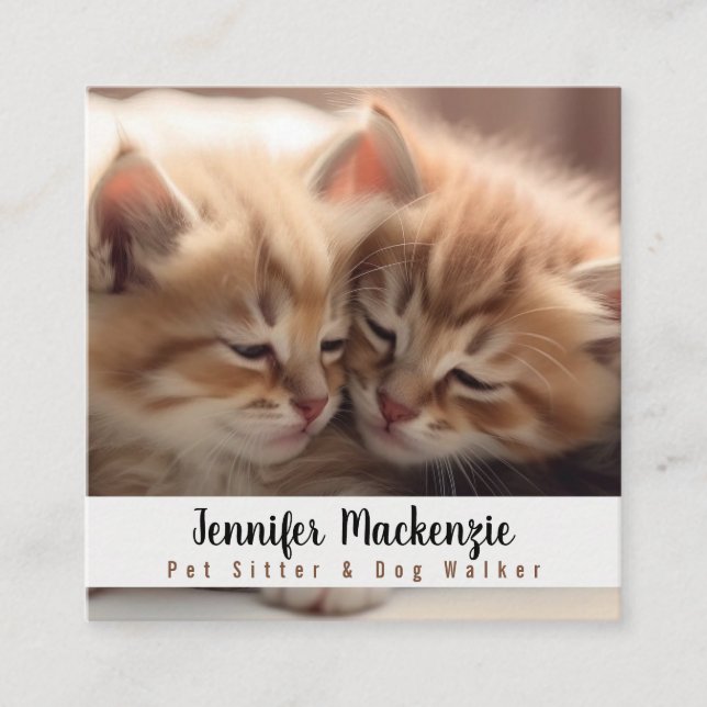 Cartão De Visita Quadrado Pet Sitter e Walker Cão (Frente)