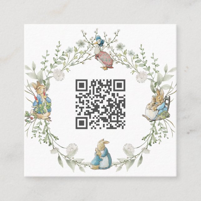 Cartão De Visita Quadrado Peter the Rabbit Wildflower QR Code (Frente)