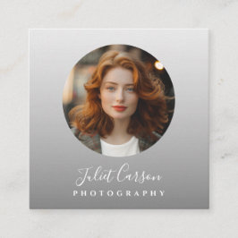 Cartão De Visita Quadrado Photography Calligraphy Script Circle Photo