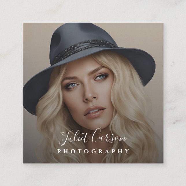 Cartão De Visita Quadrado Photography Script Calligraphy photo (Frente)