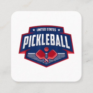 Cartão De Visita Quadrado Pickleball suporta jogador de picleball em equipe 