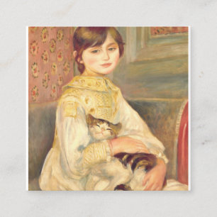 Cartão De Visita Quadrado Pierre Auguste Renoir - Julie Manet Com Cat