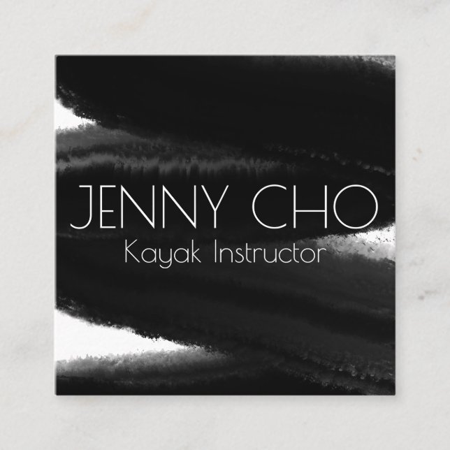 Cartão De Visita Quadrado Pincel preto profundo pincel preto pincel pincelad (Frente)