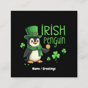 Cartão De Visita Quadrado Pinguim Irlandês Uma Mistura Sortuda De Divertimen