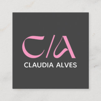 Cartão De Visita Quadrado pink and black modern Qr code business card square