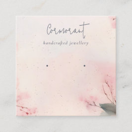 Cartão De Visita Quadrado Pink Blush Cherry Blossom Stud Holder