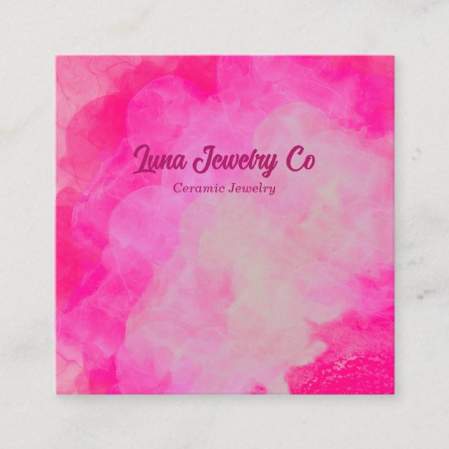 Cartão De Visita Quadrado Pink Flower Burst Jewelry Craft Business Card (Frente)