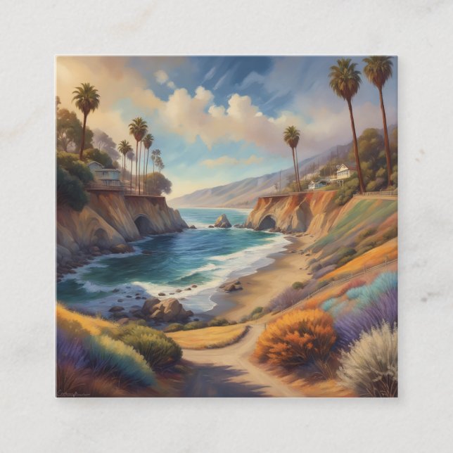 Cartão De Visita Quadrado Pintado de forma artística, com vivid i (Frente)