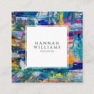 Cartão De Visita Quadrado Pintor de Padrão de Abstrato de Código QR Colorido