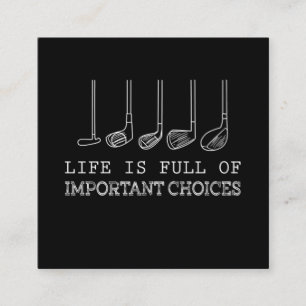 Cartão De Visita Quadrado Pista de Golfe  A Vida É Cheio De Opções Import