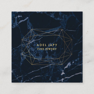 Cartão De Visita Quadrado PixDezines Blue Marble+Faux Dourado Gemstone Facet