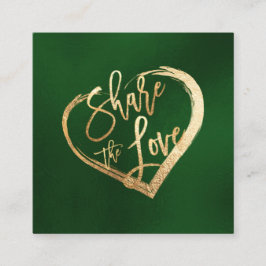 Cartão De Visita Quadrado PixDezines Dourado Falso Compartilhe o Amor Evergr