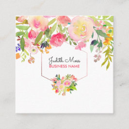 Cartão De Visita Quadrado PixDezines Floral Watercolor/Buquê
