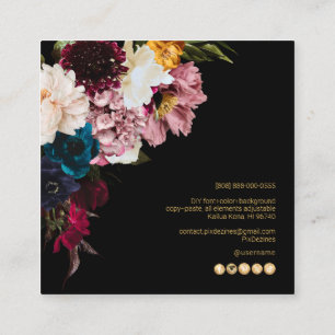 Cartão De Visita Quadrado PixDezines Flores Botânicas Mal-humoradas