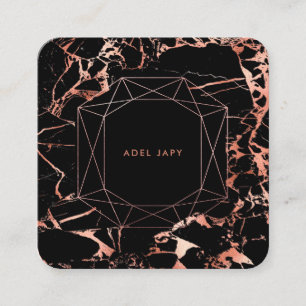 Cartão De Visita Quadrado PixDezines Marble+Faux Rosa Dourado Emerald Cut