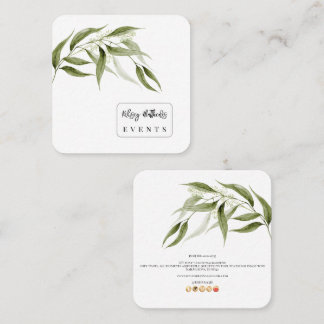 Cartão De Visita Quadrado PixDezines Minimalista Verde Eucalipto