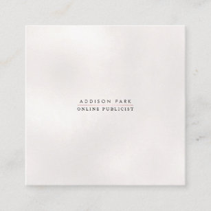 Cartão De Visita Quadrado PixDezines Simples Elegante, Branco