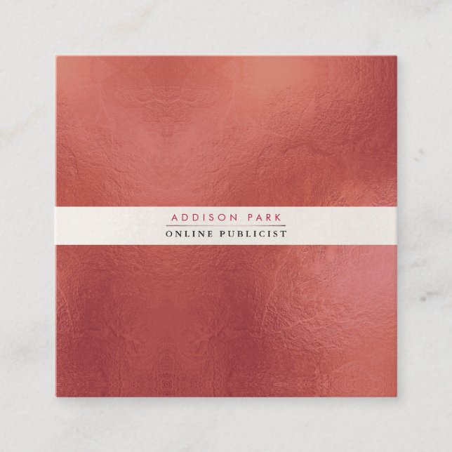 Cartão De Visita Quadrado PixDezines Simples Elegante, Branco Prédio+Rusta D (Frente)