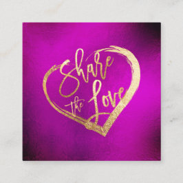Cartão De Visita Quadrado PixDezines Vibrante Fuschia Dourada Compartilha o 