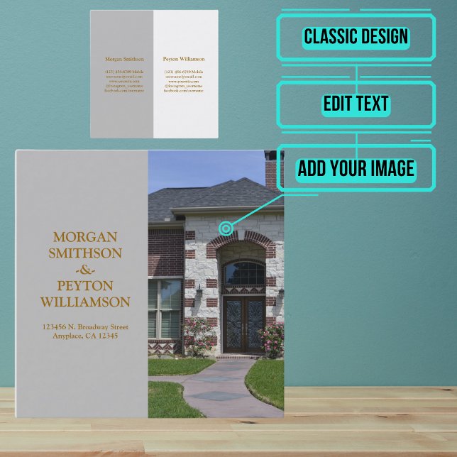 Cartão De Visita Quadrado Placa de chamada de casais com foto de Cheio (Cinz (A personal calling card is a great and quick way to share you details.)