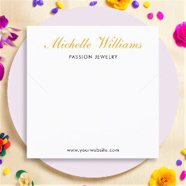 Cartão De Visita Quadrado Placa de Exibição da Marca do Colar de Script Dour