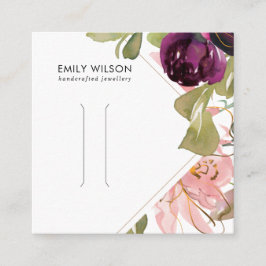 CARTÃO DE VISITA QUADRADO PLACA DE EXIBIÇÃO DE CADEIA DE CABELO FLORAL PINK 